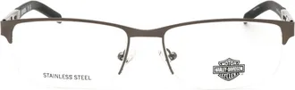Harley-Davidson HD00015 Rectangular Metal Eyeglasses - Gray