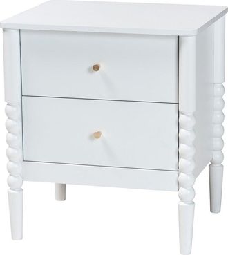 Baxton Studio Lucera Mid-Century 2-Drawer Bobbin Nightstand
