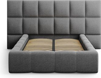 BLOOMINGLOFT Design Polsterbett Isa Xl mit Aufbewahrungsfach, Strukturstoff Dunkelgrau