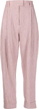 Brunello Cucinelli high-waist straight-leg trousers - women - Eco Brass/Linen/Flax/Polyester/Acetate/Cupro - 36 - Pink
