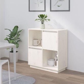 vidaXL Credenza Bianca 74x35x80 cm in Legno Massello di Pino - Vidaxl