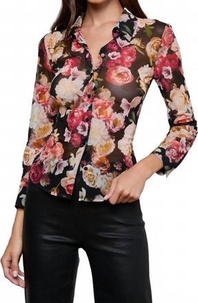 L'agence Indiana Fitted 3/4 Sleeve Blouse In Multi Cluster Floral