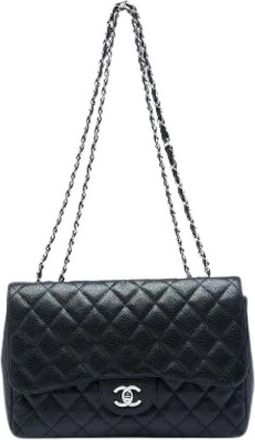 Chanel Pre-owned Classic Jumbo Single Flap - Dames - Vintage Schoudertas - Zwart - ONE Size - Leer - Vintage