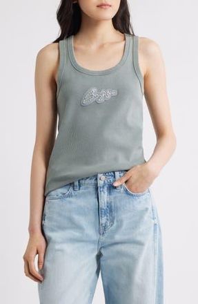 BOSS Embellished Cotton Graphic Tank in Turq/aqua at Nordstrom Rack, Size X-Small