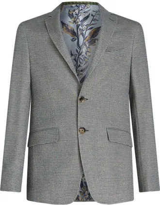 Etro fine-checked single-breasted blazer - men - Linen/Flax/Viscose/Polyamide/Cotton - 54 - Blue
