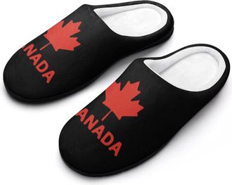 Generic Canada Flag Maple Funny Mens Cotton Slippers Shoes Novelty Soft Non-Slip Sole Home Shoe