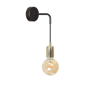 Wonderlamp Aplique de pared negro con portal&aacute;mparas dorado y altura regulable