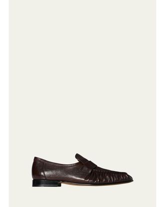 The Row Mens Soft Grained Leather Penny Loafers