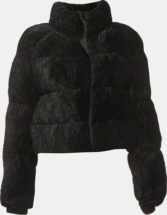 Cult Gaia Black Corduroy Bombon Puffer Jacket