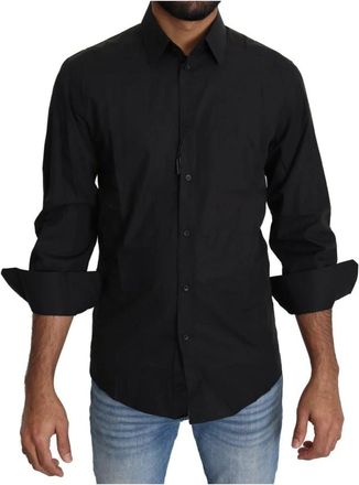 Dolce & Gabbana Lange Mouw Overhemd met Kraag - Heren - Casual Overhemden - Zwart - S - Katoen - Overhemden