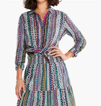 Nic+Zoe Francesca Flower Field Crinkle Shirt - Plus In Pink Multi