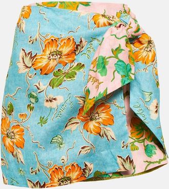 Alemais Mana floral patchwork linen wrap skirt
