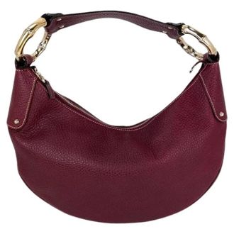 Gucci Pre-owned Half Moon Bamboo Ring Hobo Bag - Dames - Pre-owned - Rood - Maat: ONE Size Katoen