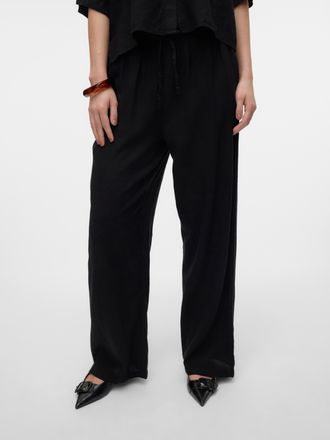 Vero Moda Schlupfhose VERO MODA VMLINN LINEN PANTS WVN NOOS, Damen, Gr. XS (34), N-Gr, schwarz, Web, Obermaterial: 55% Leinen, 45% Viskose, unifarben, normal, H