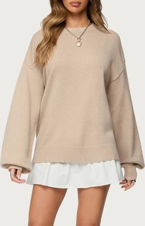 Edikted Aminata Oversize Sweater in Beige at Nordstrom, Size X-Small