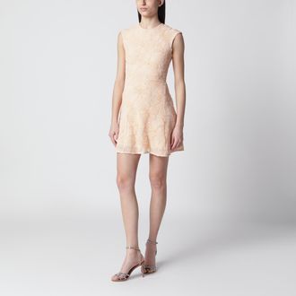 Rotate Vanilla-colored mini dress with floral appliqu&eacute;s