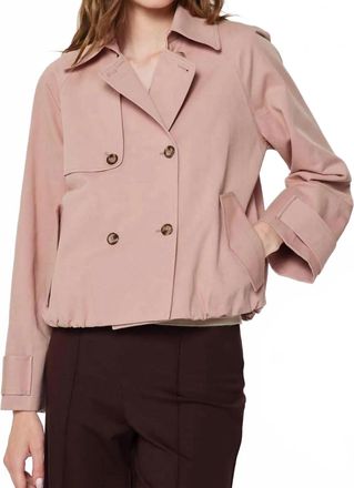 Current Air Cotton Short Trench Jacket In Dusty Pink