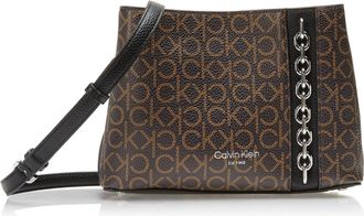 Calvin Klein Womens Adeline Triple Compartment Crossbody, Brown/Khaki/Black, One Size