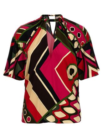 Pucci Multicolor Abstract V Neck Top