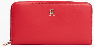 Tommy Hilfiger Womens Monogram Logo Large Zip Wallet - Primary Red