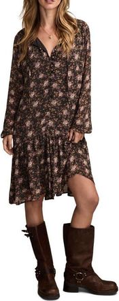 Lucky Brand Floral Long Sleeve Dress in Black Multi at Nordstrom, Size Small