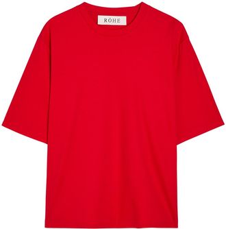 R&oacute;he Cotton and Silk-blend T-shirt - Red - 34 (UK6 / XS)