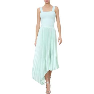 Alice & Olivia Jenara Pleated Asymmetric Skirt in Sea Spray at Nordstrom Rack, Size 0
