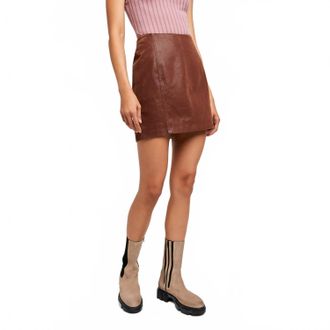Free People Modern Femme Vegan Suede Skirt In Gingerbread
