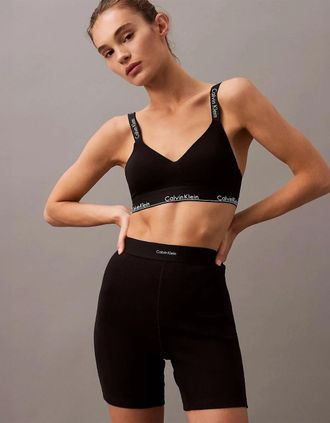 Calvin Klein Womens Calvin Klein COTTON STRETCH RIB Womens Lounge Shorts Black - Size: 14