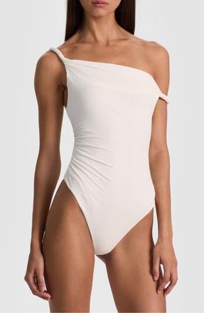 Alice & Olivia Bianca Twist Off the Shoulder Bodysuit in Off White at Nordstrom Rack, Size X-Large