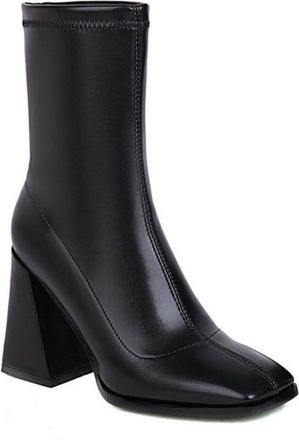 Generic Womens Stretch Casual Daily Ankle Boots - Slip-On Chunky Block Heel Booties,Black,5.5 UK