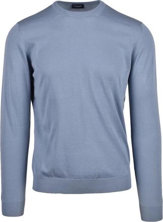 Drumohr Cotton Crew Neck Sweater - Light Blue