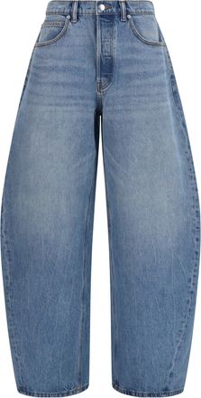 Alexander Wang Womens Balloon Jeans Crystal Embellished Vintage Light Indigo Cotton