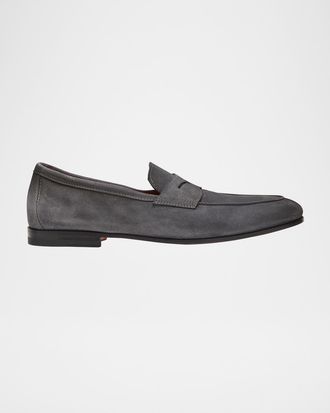 Santoni Men & apos;s Carlos Suede Penny Loafers