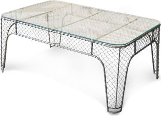 PIB Mesa de centro industrial metálica plateada