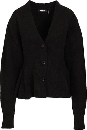 Rotate Peplum Alpaca Cardigan - Dames - Vesten - Zwart - L - Wol - Truien & Vesten