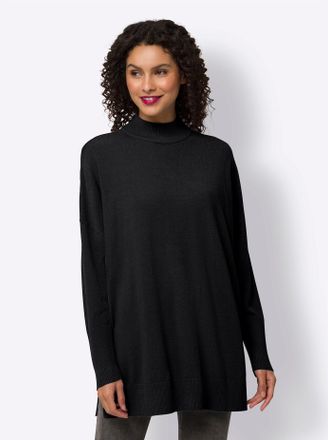 Heine Strickpullover HEINE Pullover, Damen, Gr. 42, schwarz, 50% Viskose, 28% Polyester, 22% Polyamid, unifarben, Pullover Strickpullover