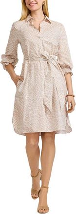 Foxcroft Abby Giraffe Linen-Blend Shirtdress