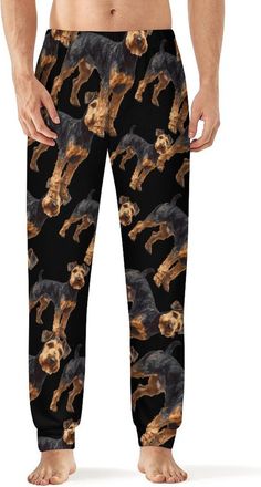 Generic Airedale Terrier Dog Mens Soft Pajama Pants Comfy Sleep Lounge Classic Bottoms Long Pj Pant Sleepwear