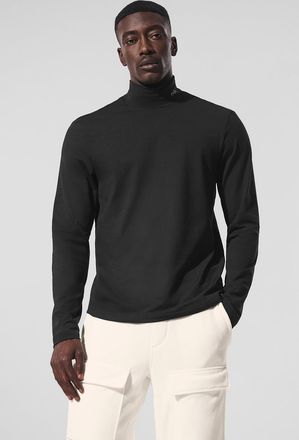 Alo | Conquer Reform Mock Neck Long Sleeve Top in Black, Size: Large