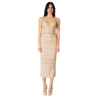 19:13 Dresscode Vestido de tul con drapeado - Dresses - Mujer - Beige - S