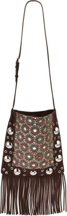 Valentino Garavani Medium Nellc&ocirc;te Fringed Studded Suede Shoulder Bag in Multicolor/Testa Di Moro at Nordstrom