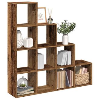 Berkfield Home Room Divider Bookcase 4-Tier Old Wood 131.5x29x131.5 cm Engineered Wood in Brown