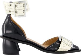 Ganni Dames Chunky Buckle Open Cut Zwart - Dames - Sandalen met hakken - Zwart - 39 EU - Schoenen