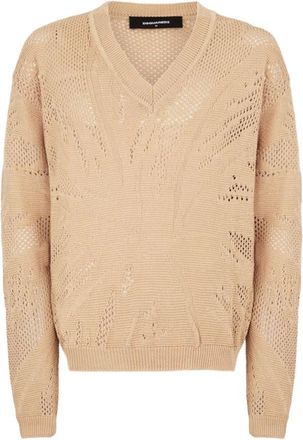 Dsquared2 V-neck Knitwear, male, Brown, Size: M Dsquared2 Sweaters