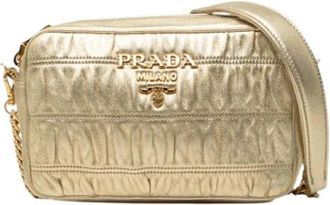 Prada Pre-owned Vintage Crossbody Bag - Dames - Vintage Schoudertas - Geel - ONE Size - Leer - Vintage