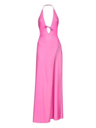 Balenciaga halterneck maxi dress - women - Polyamide/Elastane - 34 - Pink