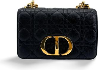 Dior Caro Cannage Quilt Calfskin Black Leather Handbag (Pre-Owned)