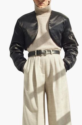 Caalo Satin Down Bolero in Black at Nordstrom, Size Medium