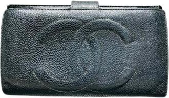 Chanel Pre-owned Wallets, female, Black, Size: ONE SIZE Pre-owned Coco Mark Caviar Skin Bifold Wallet
